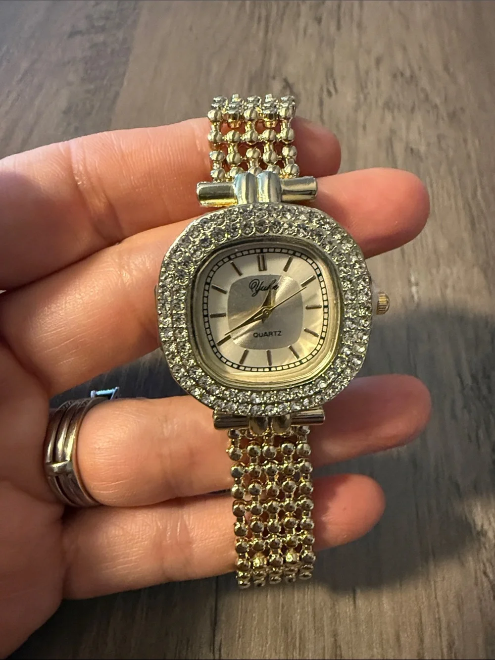 Gold-Tone Women's Crystal Bracelet Watch
